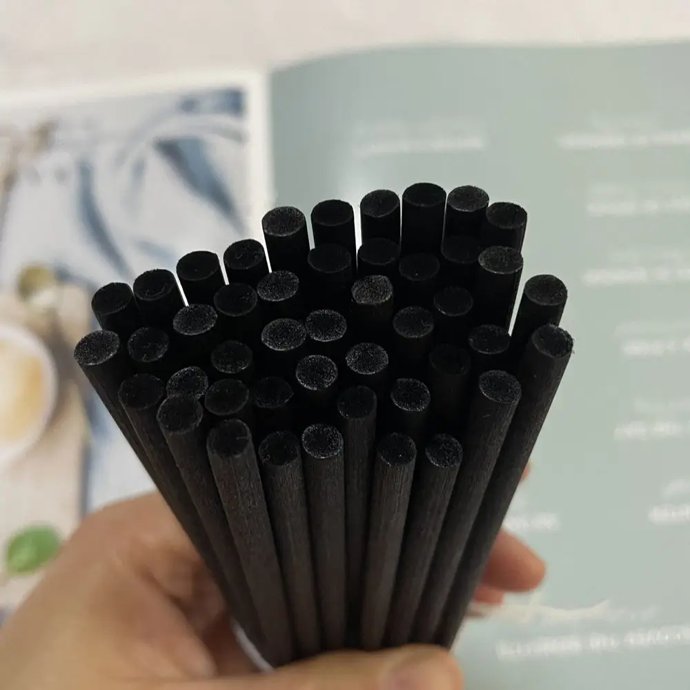 Black Fiber Rattan Sticks para ambientador, Reed Difusor, Home Fragrance, 5 4 3mm x L50 40 35 30cm Dia, 50pcs