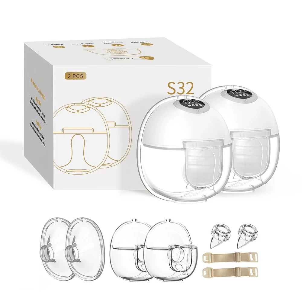 

S32 Wearable Wireless Breast Pump Breast Massage Lactagogue New Upgraded Electric Breast Pump Hand Free and BPA-free