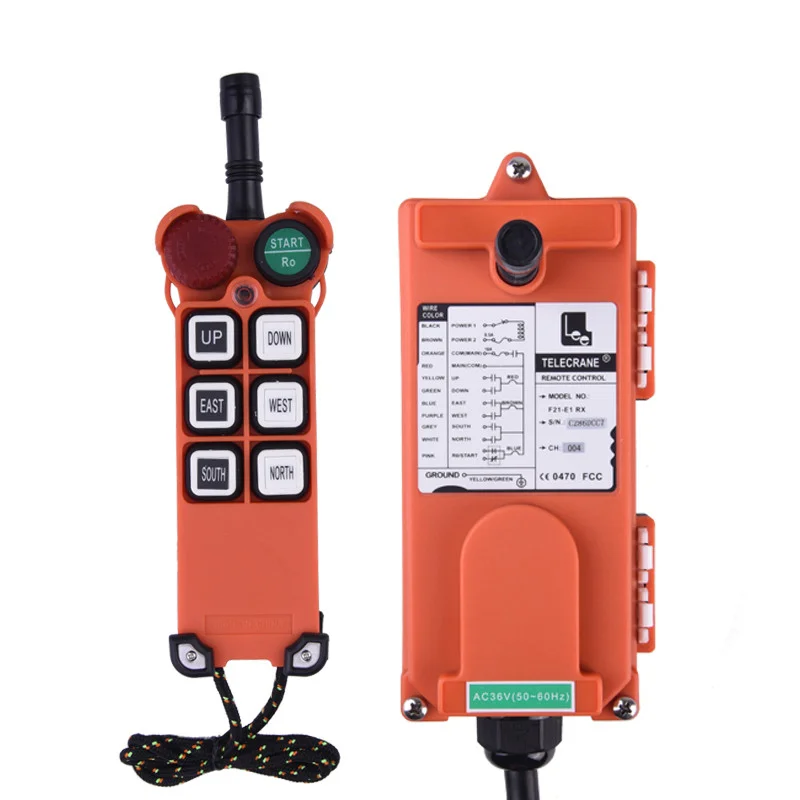 F21-E1 315mhz VHF 6 Channel Single speed Hoist Crane Wireless Double Transmitters Industrial Lift Radio Remote Control Switch