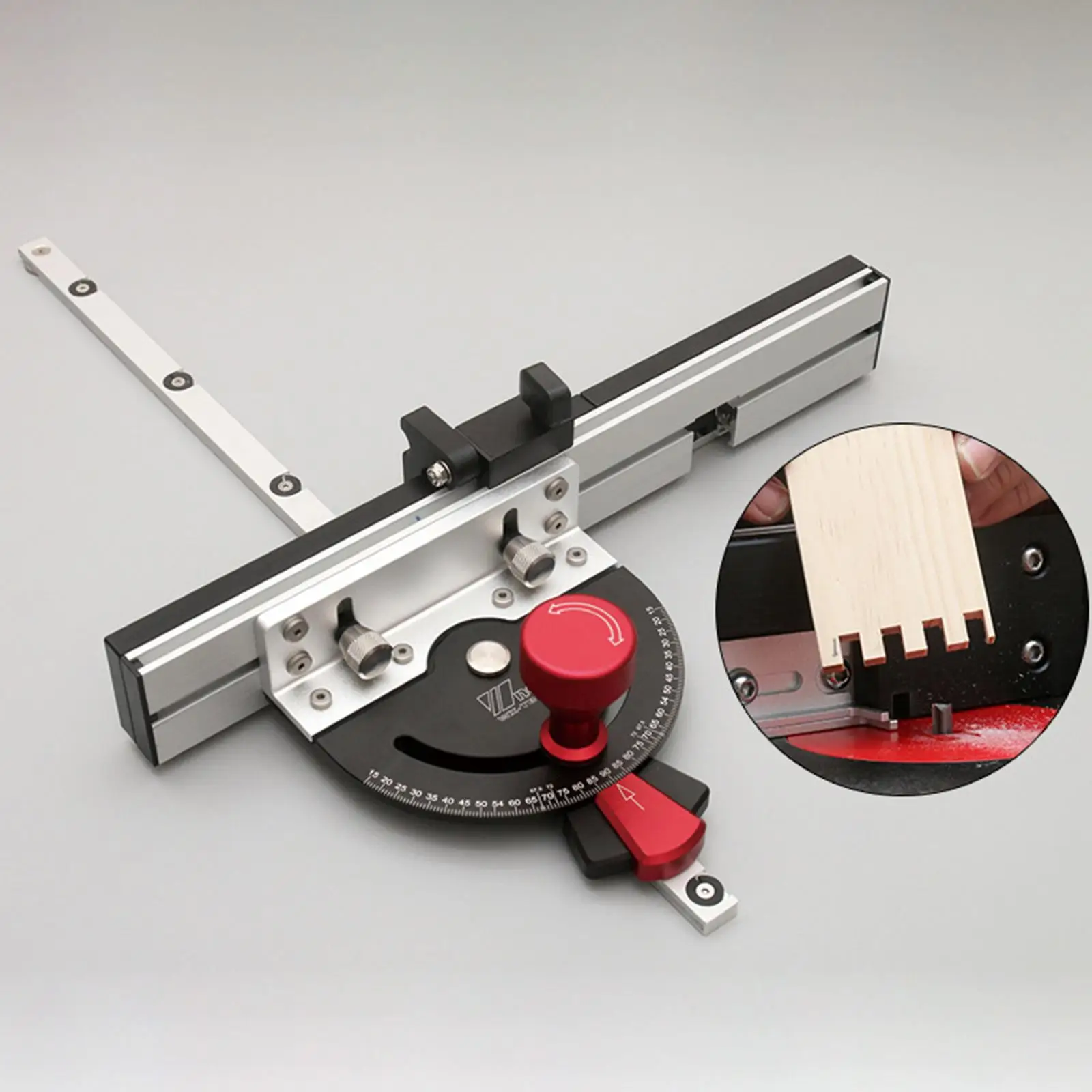 

Table Saw Miter Gauge System Kit with Track Stop Versatile DIY Woodworking Tool Accessories 15-90 Degrees Adjustable
