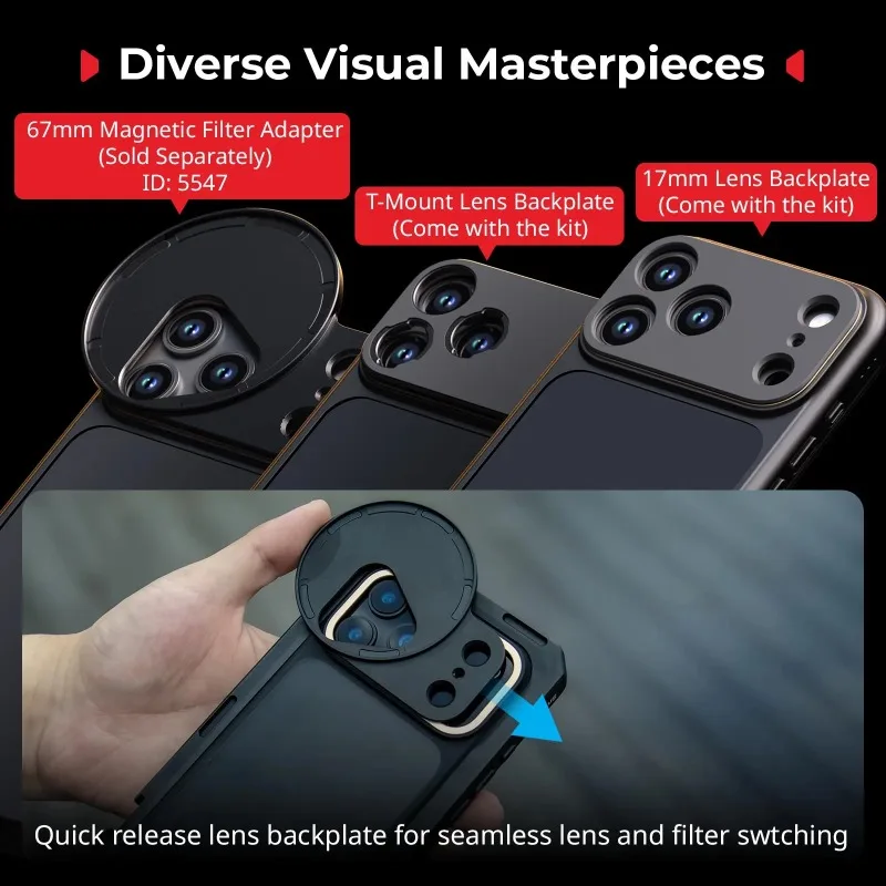 قفص هاتف SmallRig 17 Pro/ Pro Max قفص فيديو متنقل لهاتف IPhone 17 Pro/ Pro Max يدعم تسجيل الهاتف المحمول طقم فيديو محمول