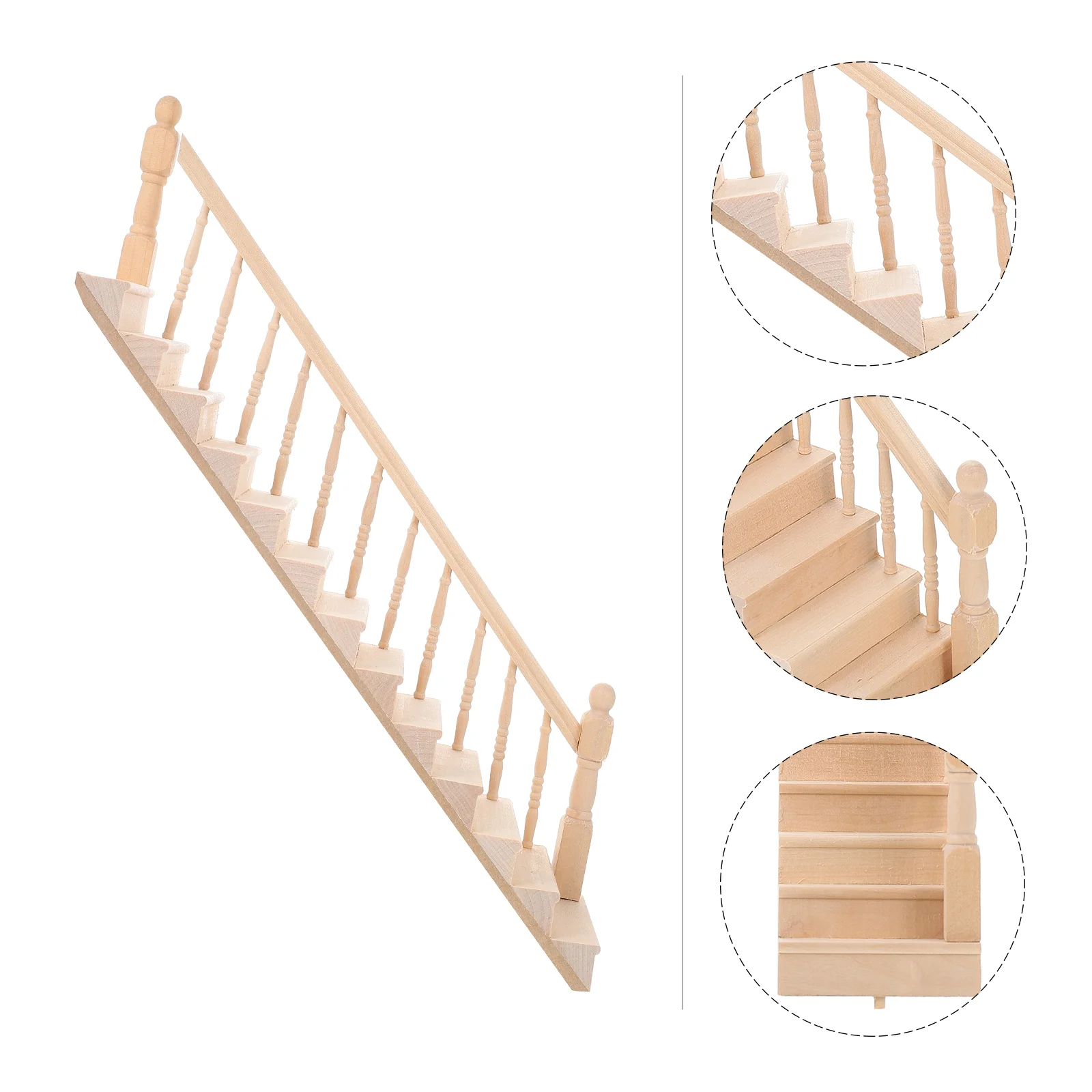 

House Stair Railing Wooden Model Playhouse Accessory Miniature Stairs Adornment Models