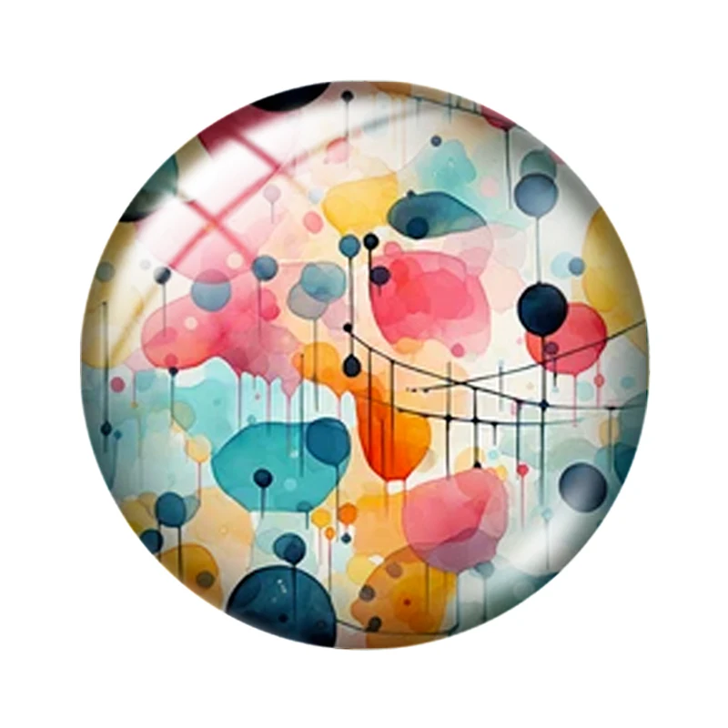 Abstract Seamless Watercolor Shapes  10 Pcs 12mm/16mm/18mm/20mm/25mm/30mm Round Photo Glass Cabochon Demo Flat Back Makings