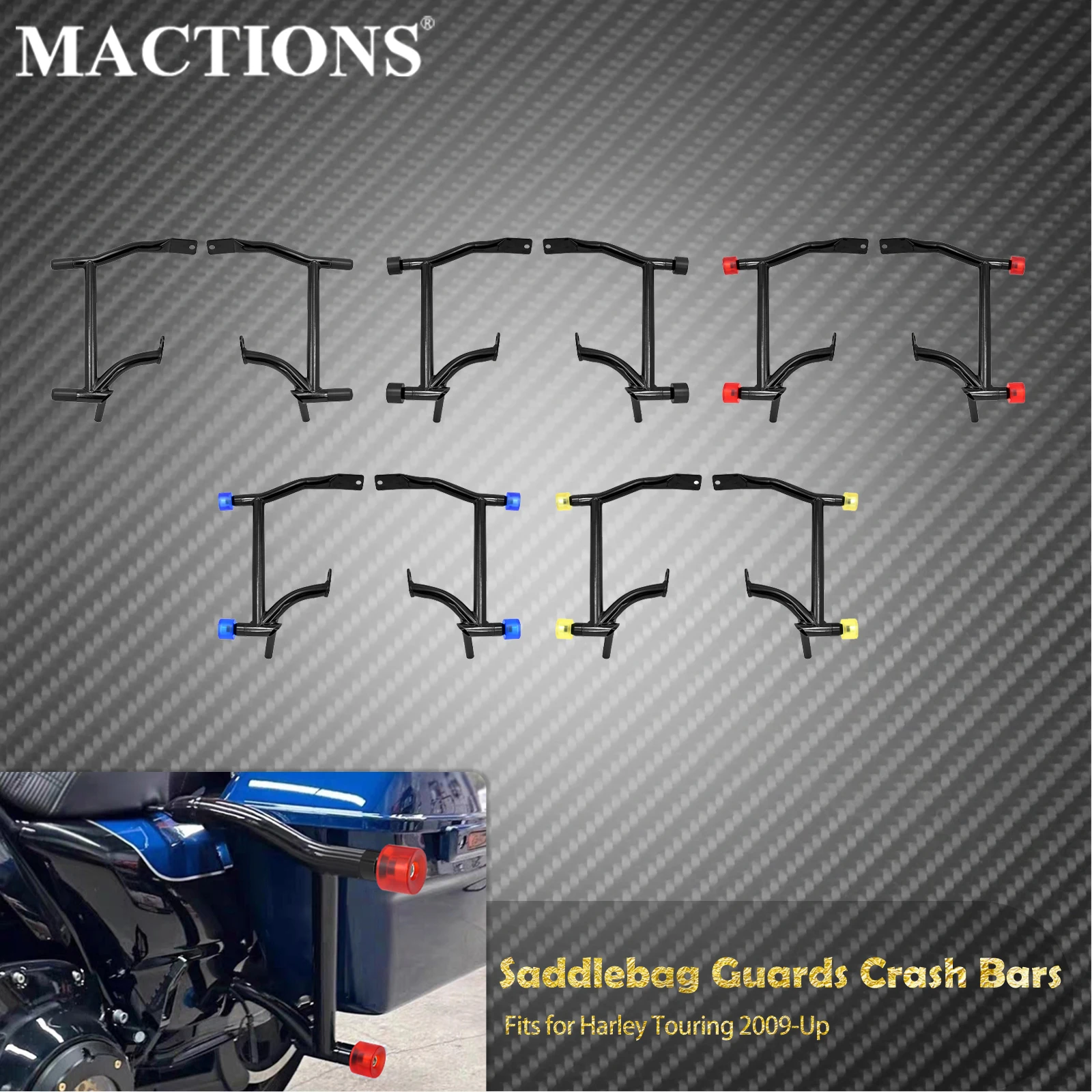 Motorcycle Saddlebags Crash Bars Guards Black/Red/Blue/Yellow Ball Guard Bumpers For Harley Touring Road Street Glide FLHR 09-25