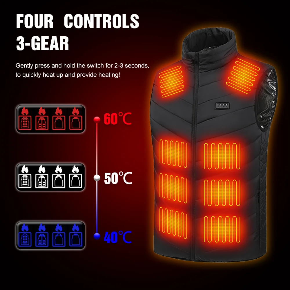 27 Areas Electric Heated Vest Heated Jackets Men Women Sportswear Heated Carbon Fibre Heat Coat USB Heating Jacket For Outdoor