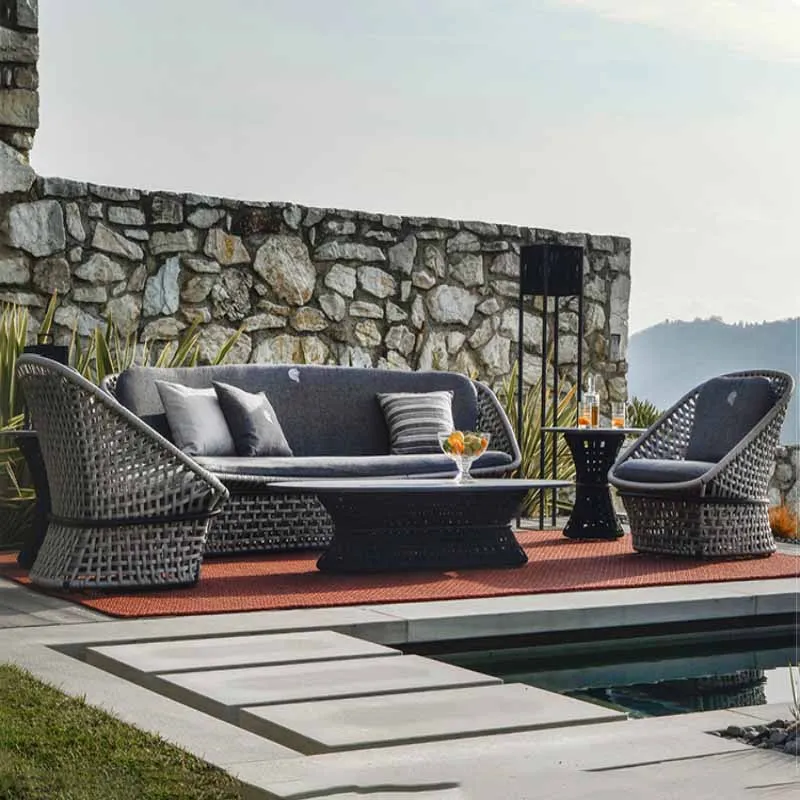 Outdoor sofas, courtyards, villas, balconies, rattan chairs, coffee tables, furniture combinations, outdoor gardens, waterproofi