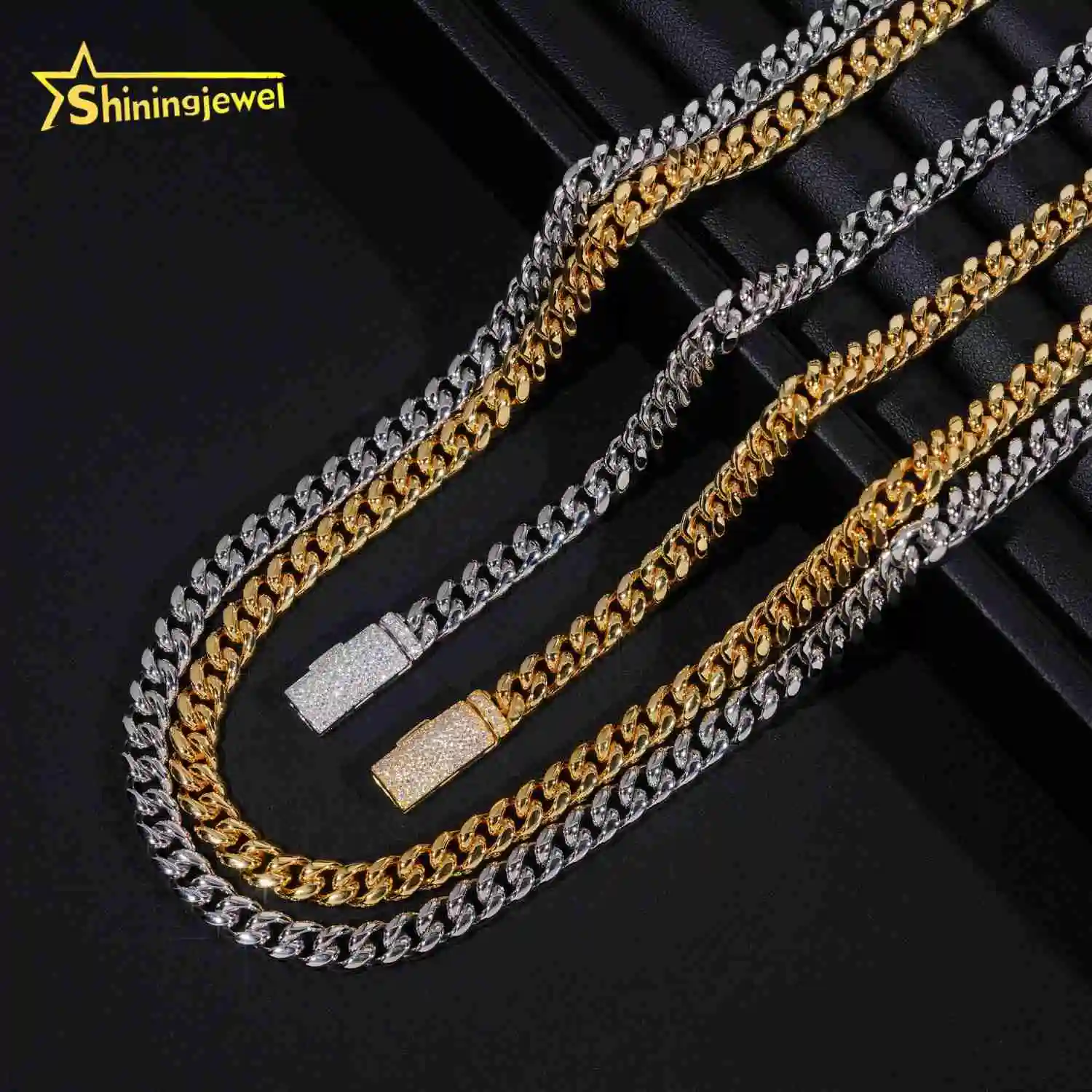 New Price Wholesale Stocks Hip Hop Jewelry 6mm Solid 925 Sterling Silver Moissanite Lock Stainless Steel Cuban Link Chain..