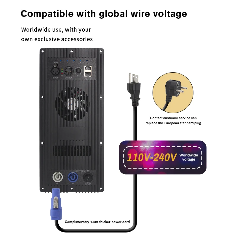 PT1000 Modulo amplificatore professionale a 2 canali Scheda amplificatore DSP per altoparlante attivo con dente bule