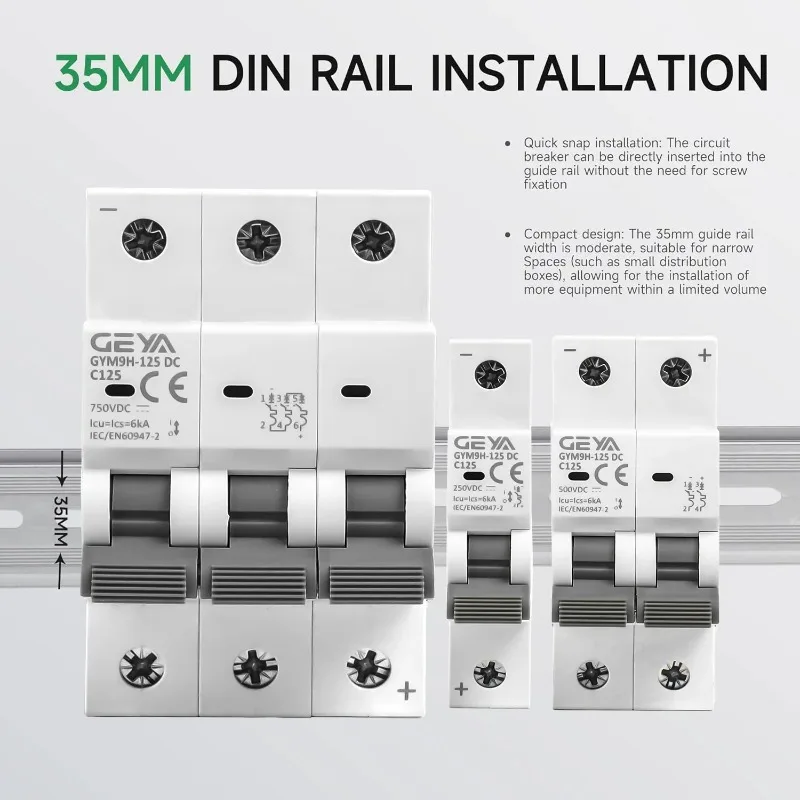 

GEYA DC Solar MCB (мини-выключатель) 1P/2P | 80A/100A/125A Защита от перегрузки и короткого замыкания для фотоэлектрической фотоэлектрической системы