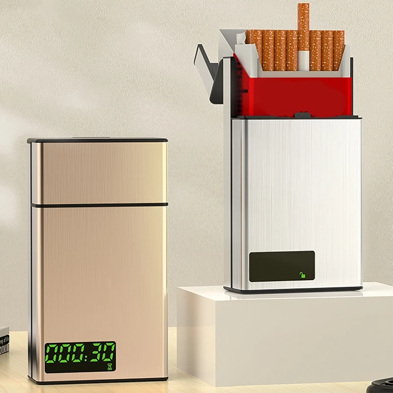 Smart Smoking Cessation Box with LED Display Aluminum Self-Discipline Timer Lock Box Aided Smoking Cessation Device