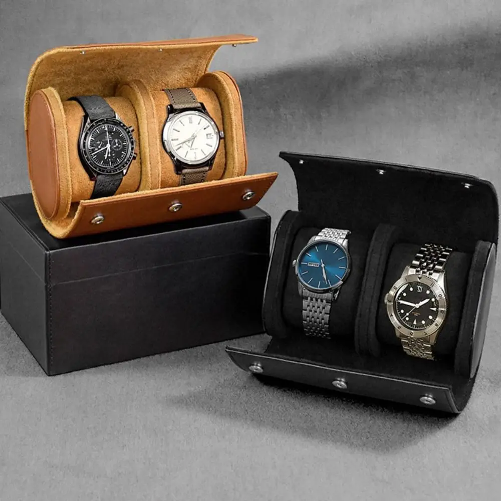 

1/2/3 Slot Vintage Portable Watch Roll Durable PU Leather Watch Storage Case Retro Dustproof Wrist Watch Display Bag Men's Gift