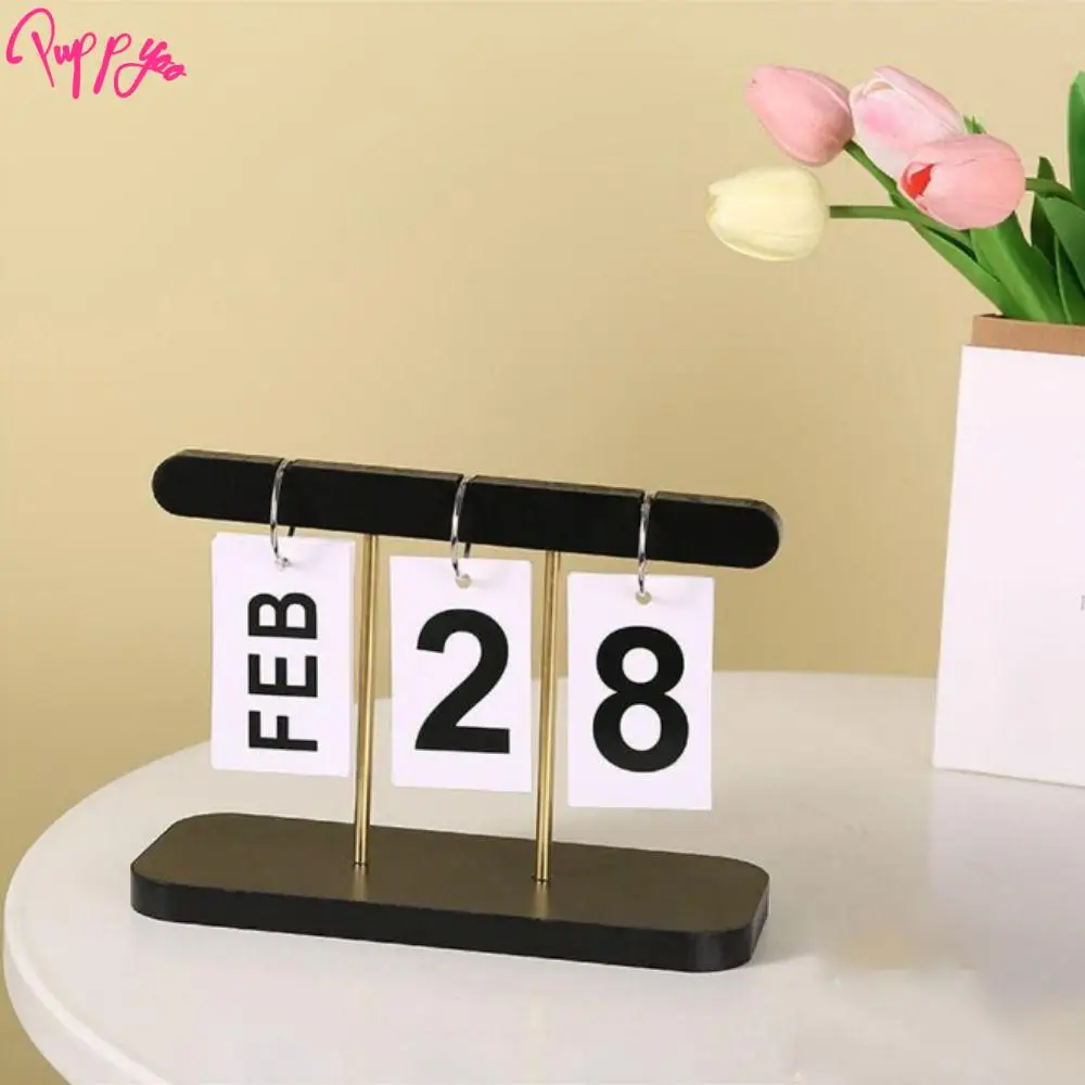 Japanese Style Wooden Page-turning Calendar Reusable Anti-folding Wooden Calendar Ornaments Durable Non-slip Desk Calendar