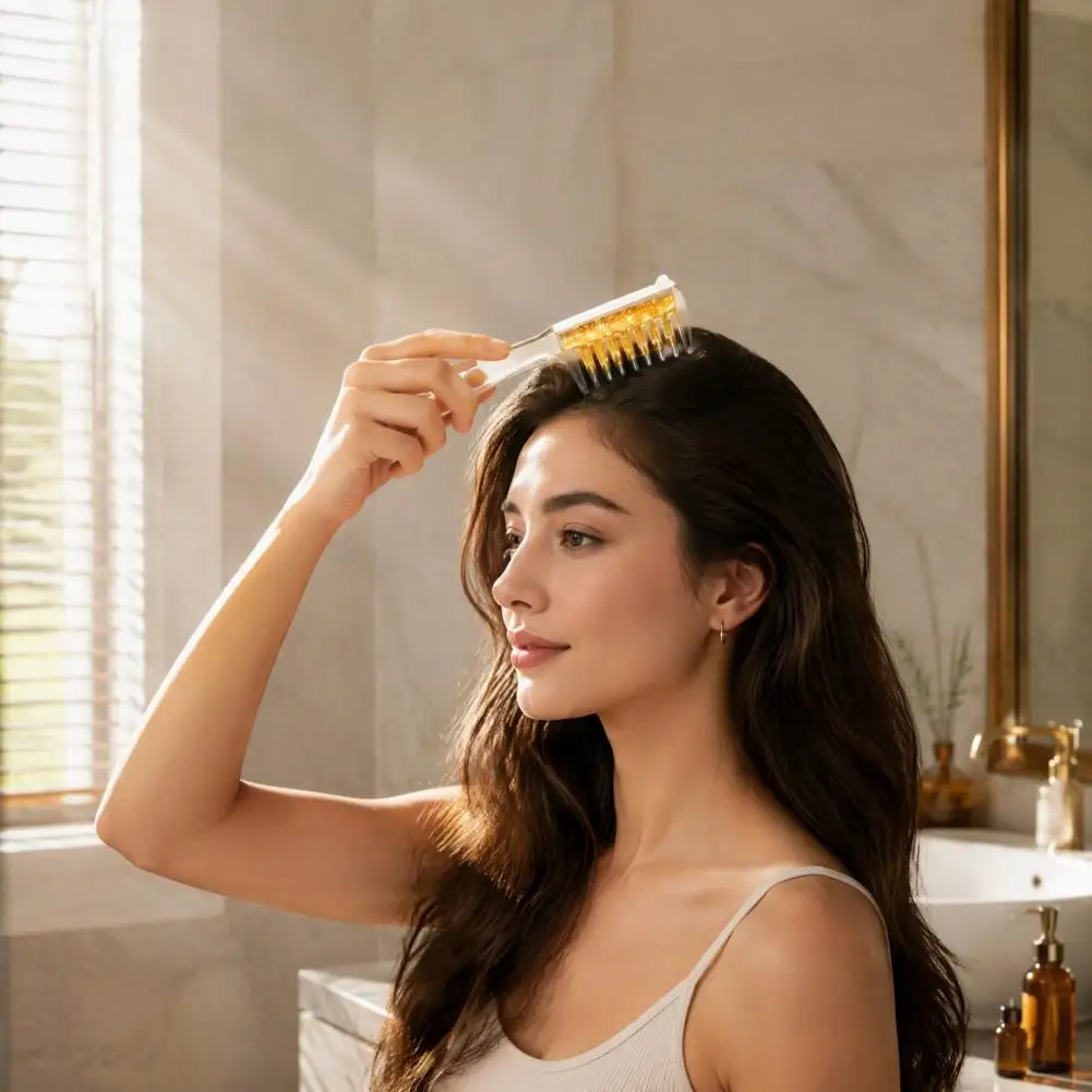 Hair Oil Applicator Comb, with Injecting Tube & Brush, Refillable Scalp Oil Applicator, Leak Proof Hair Oil Dispenser, Scalp Mas