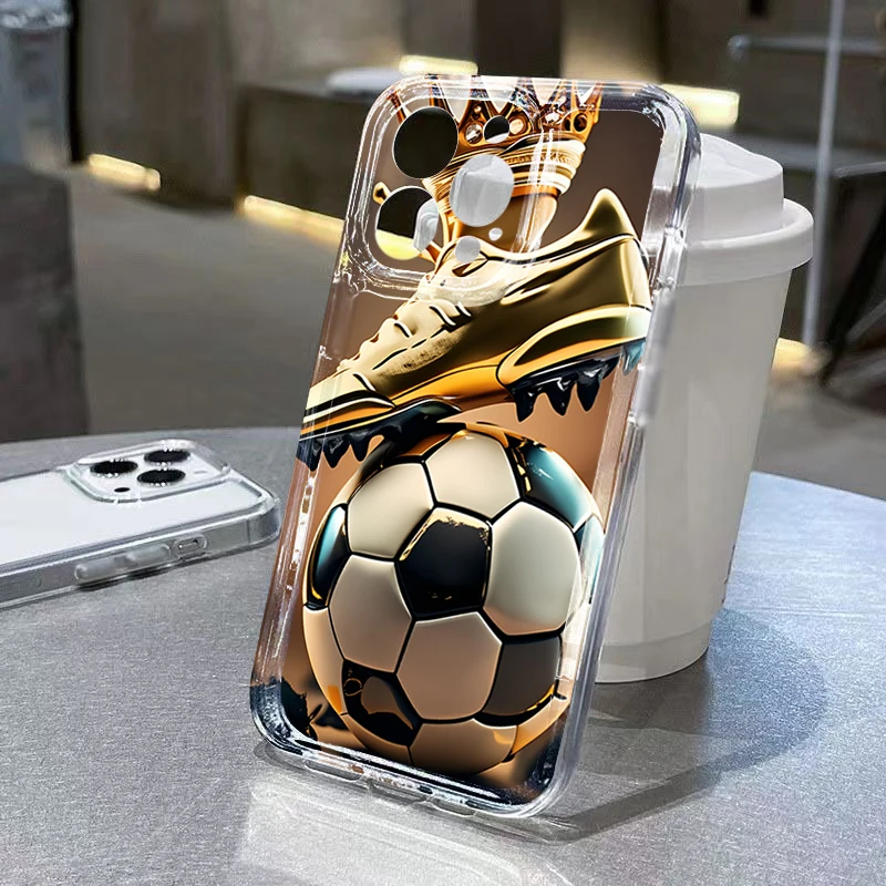 

Phone Case For Xiaomi Redmi Note 15 Pro Plus 5G 14 13 Pro 4G 12S 12 11 10 Redmi 13 14C 13C 12C Football King Pattern Clear Cover