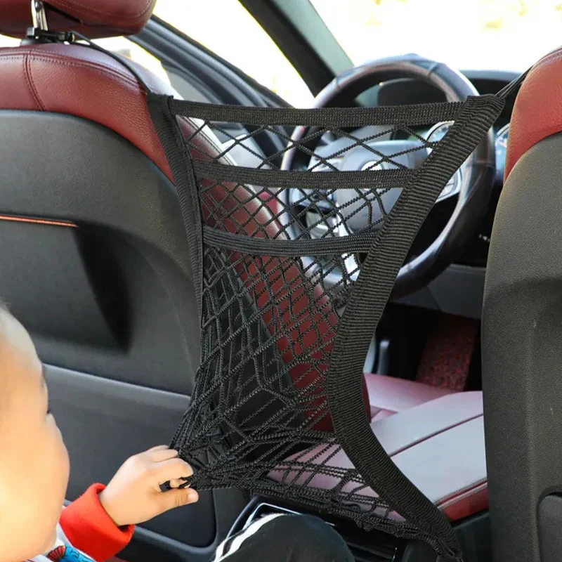 

Car Seat Divider Net Bag 3 Layer Pocket Storage Elastic Mesh Bag Kid Pet Barrier Interior Sundries Organizer Car Accessories