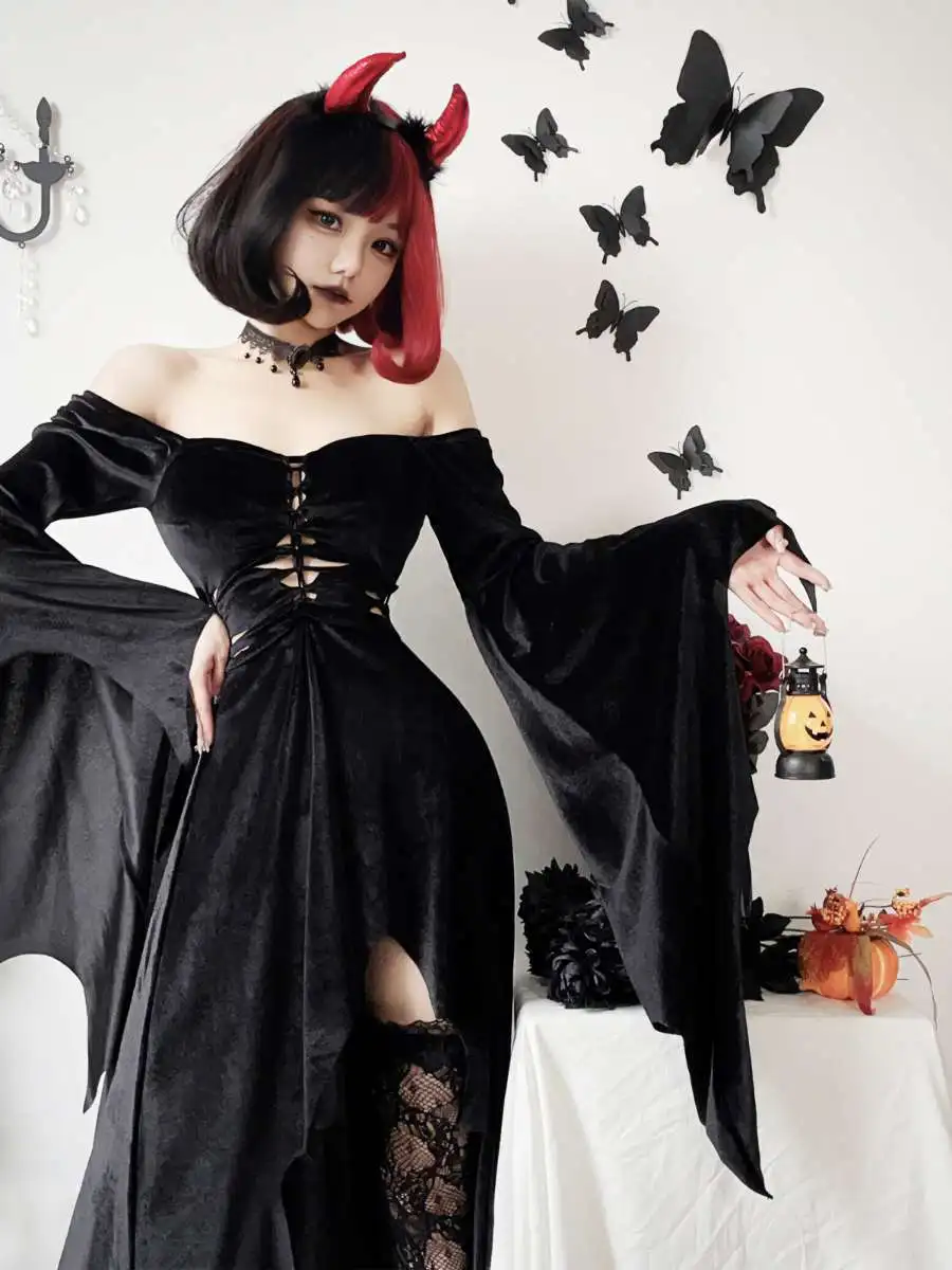 Disfraz gótico Sle Bla Witch Death God, falda larga para mujer, ropa para el escenario con tema Dr k