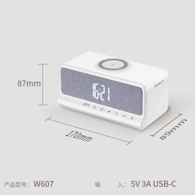 

Настольный Bluetooth-динамик 15 Вт, беспроводная зарядка, будильник, спальня, светодиодный ночник, белый шум, музыкальная вечеринка, домашний кинотеатр