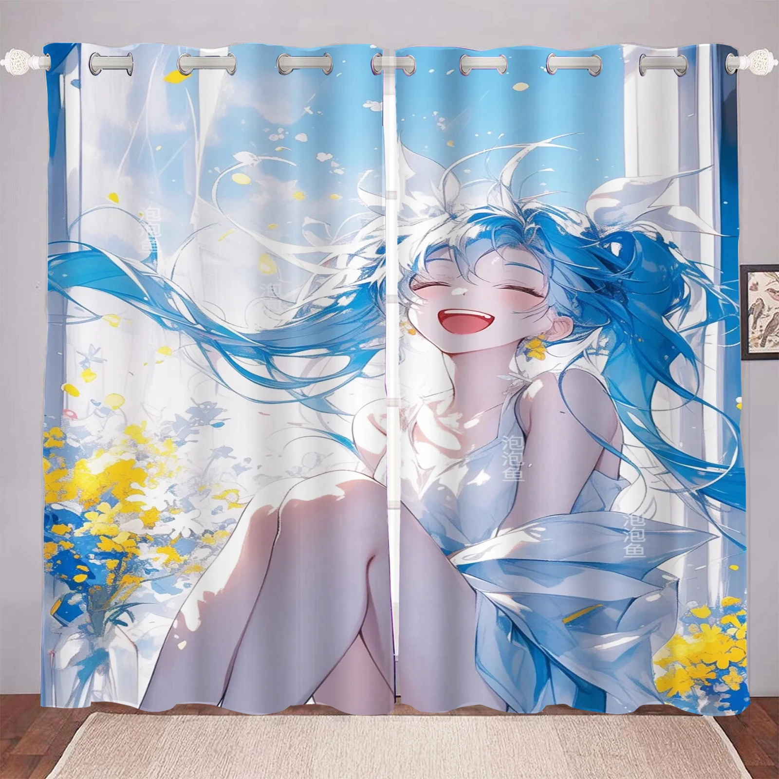 Miniso Japanese Anime Girl Secondary Yuan Living Room Blackout Cartoon Curtains Customisable Anime Curtains Manga Peripheral