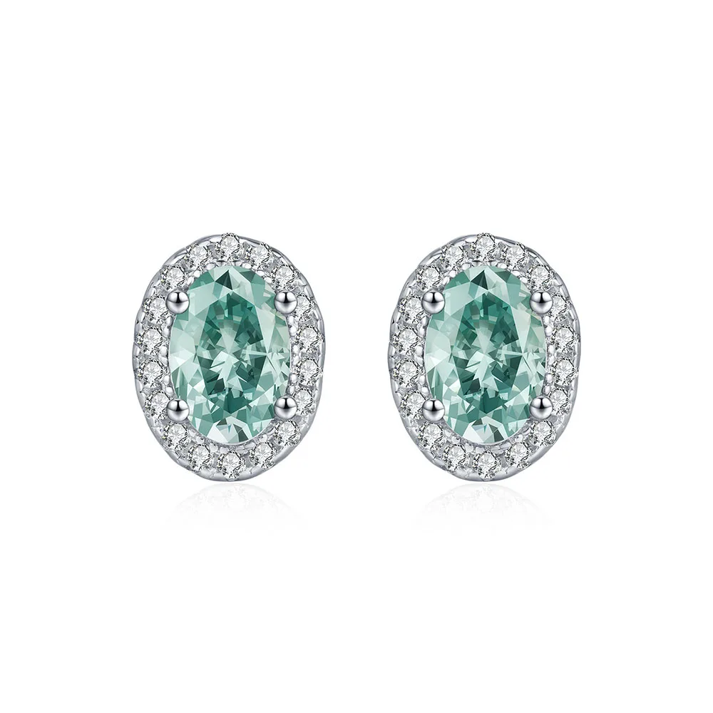 

Apexelle Brand Luxury Jewelry 925 Sterling Silver Stud Earrings Oval Moissanite Halo Earrings For Women Jewelry