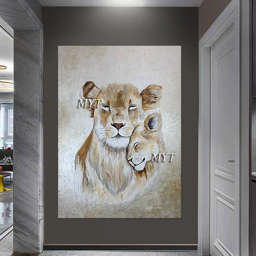 Simple Style Acrylic Textured Canvas Wall 3D Animal Oil Paintings High Quality Cheetah Hand Drawing Frameless Abstract Picture