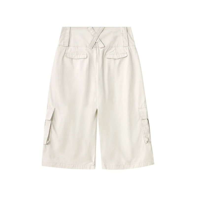 ผู้ชายคู่เอวStreetwear Vintageแฟชั่นหลวมสบายๆขากว้างความยาวลูกวัวสั้นกางเกงผู้หญิงY2kกางเกงกางเกง