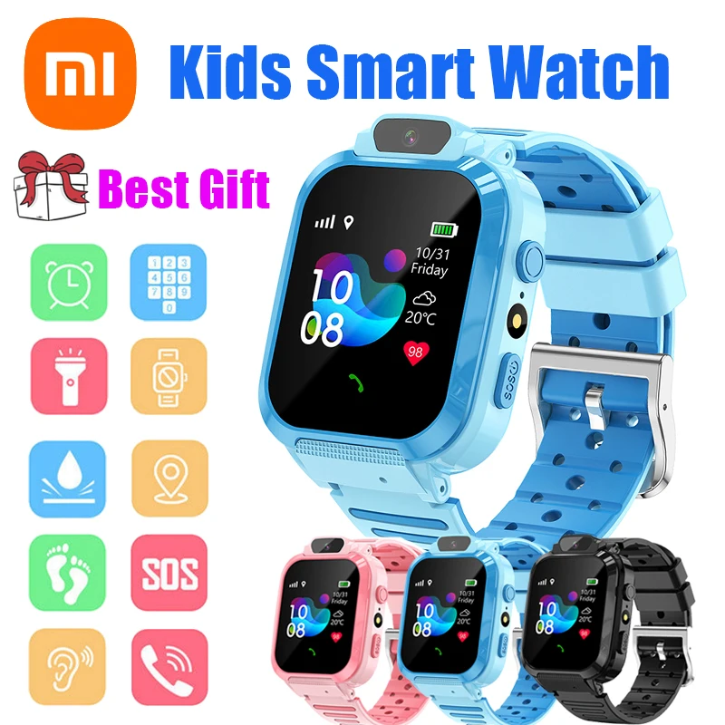 Xiaomi NEW Kids Smart Watch SOS GPS Location Video Call Sim Card SmartWatch Camera Waterproof Upgrade Watch Gift For Boys Girls