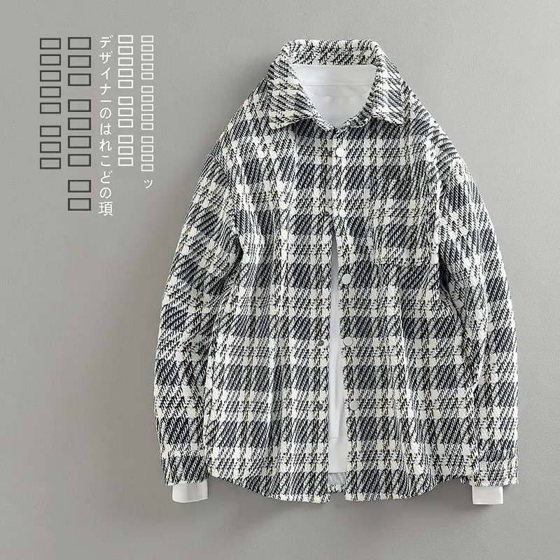 

Мужская свободная повседневная верхняя одежда в японском стиле, клетчатая, удлиненная, весна-осень, большие размеры, модный топ