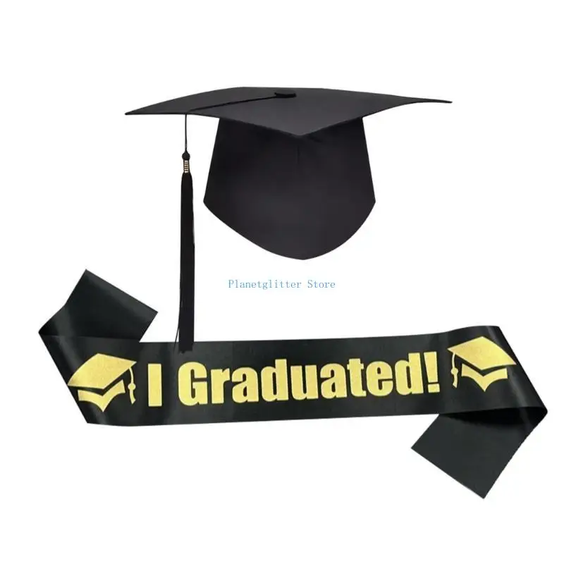 

652B University And College Graduation Hat With Tassels Graduation Stole Sash 2025