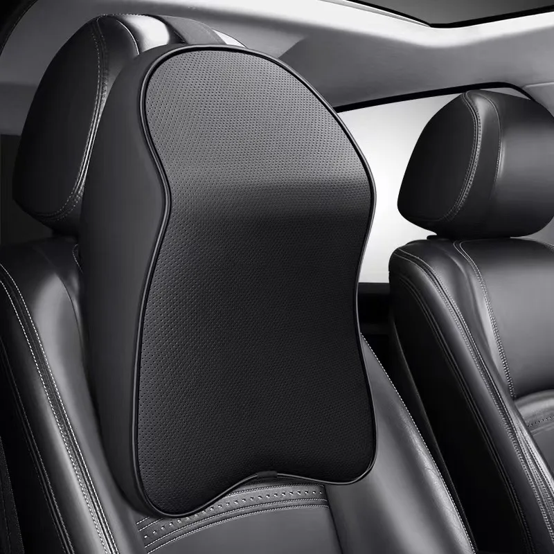 Poduszka pod szyję 3D Nappa Leather Memory Foam Zagłówek samochodowy Poduszka podtrzymująca szyję Poduszka podtrzymująca szyję do samochodu Ulga w bólu Podpórka pod szyję w podróży