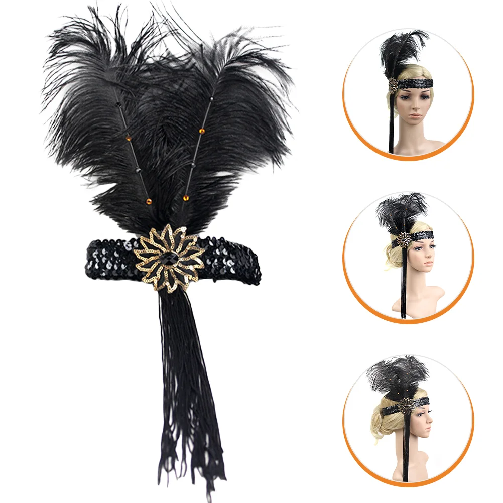 

Flapper Dress Fringed Headband Vintage Headbands for Women Women's Clothing