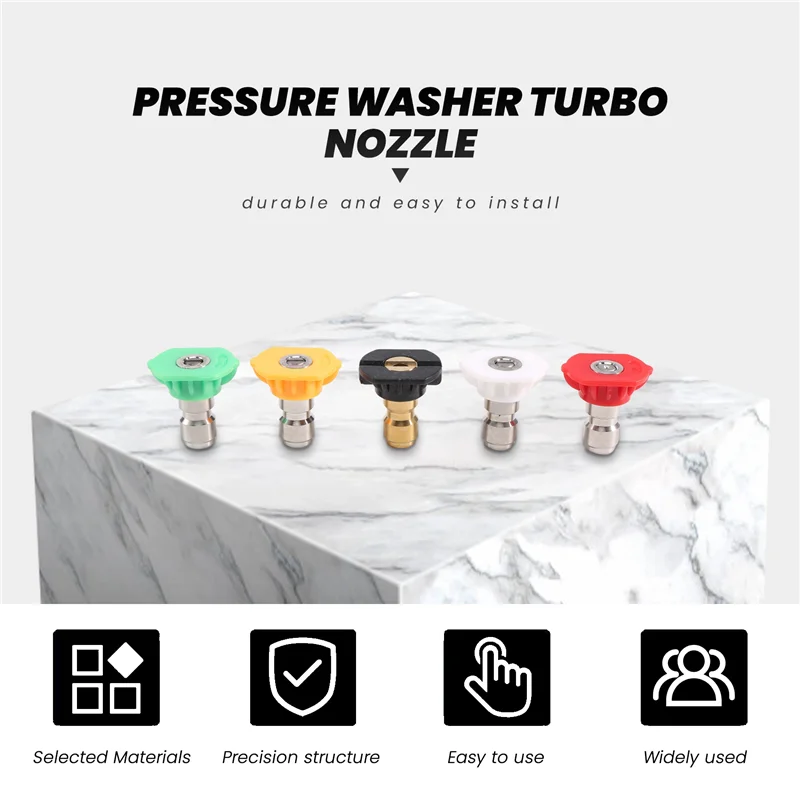 

Турбонасадка для мойки высокого давления, вращающаяся насадка и 5 насадок, быстроразъемное соединение 1/4 дюйма, 3600 фунтов на квадратный дюйм