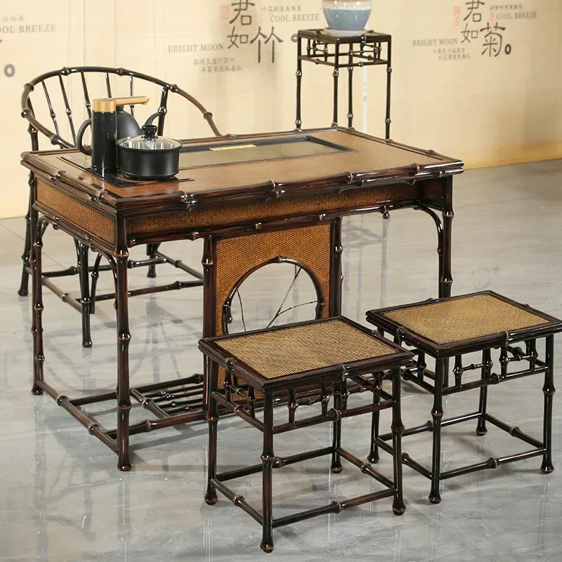 توفر طاولات الطعام الحديثة المصنوعة من الخيزران لتخزين المنزل أو الفنادق لمحلات الشاي الحرفي #6