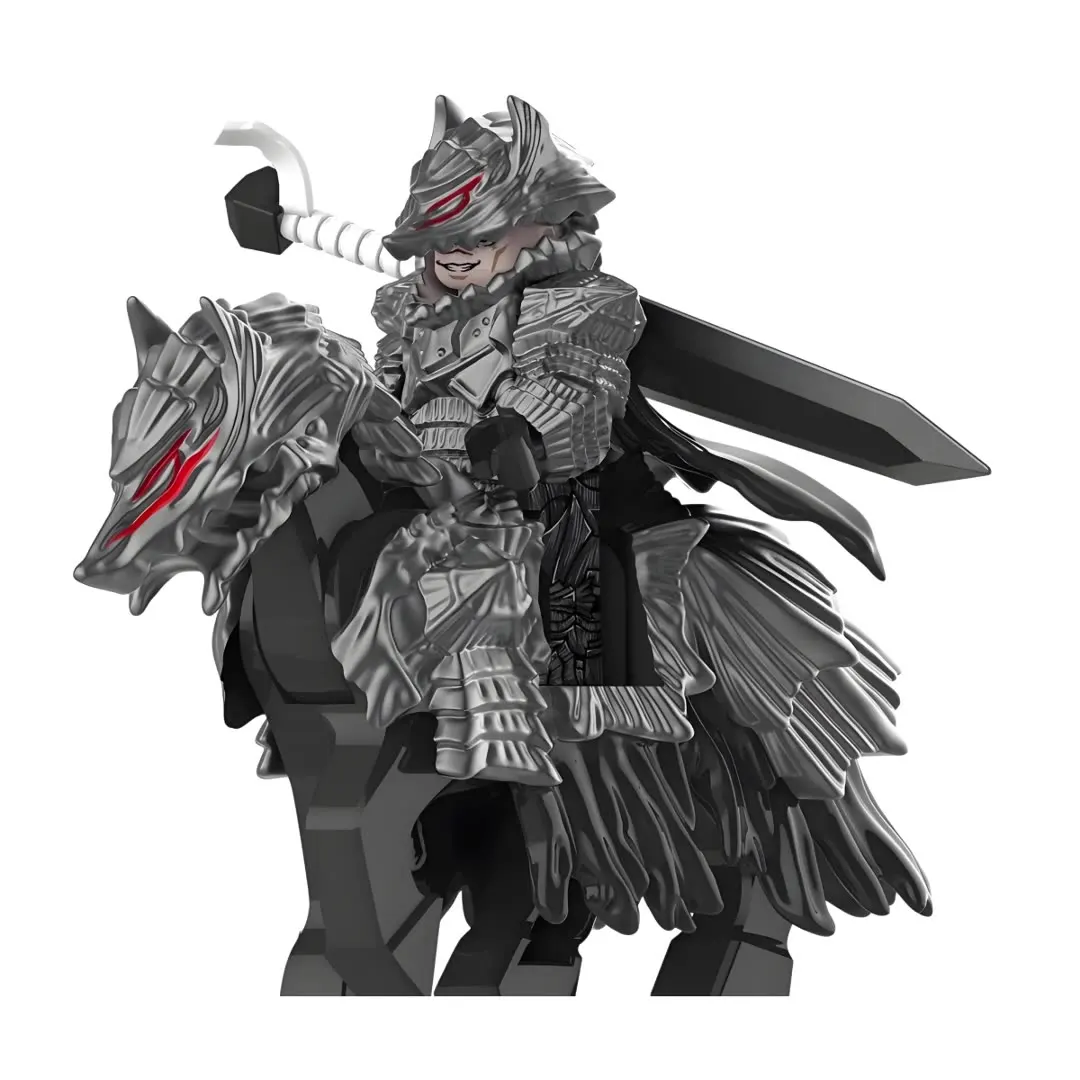 

Inspired Warrior Gus Building Blocks Set with Greatsword, Cloak, Mount War Horse – Third-Party Design for Collectors