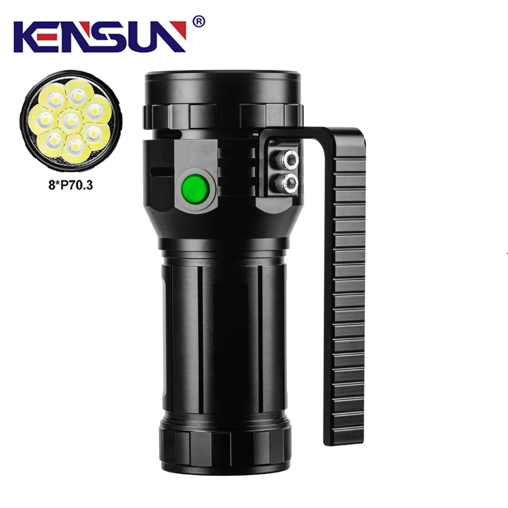Outdoor 40000 Lumens Ultra Bright Flashlight High Power LED Torch With Smart Fan-cooled USB Rechargeable Flash Light Emengency