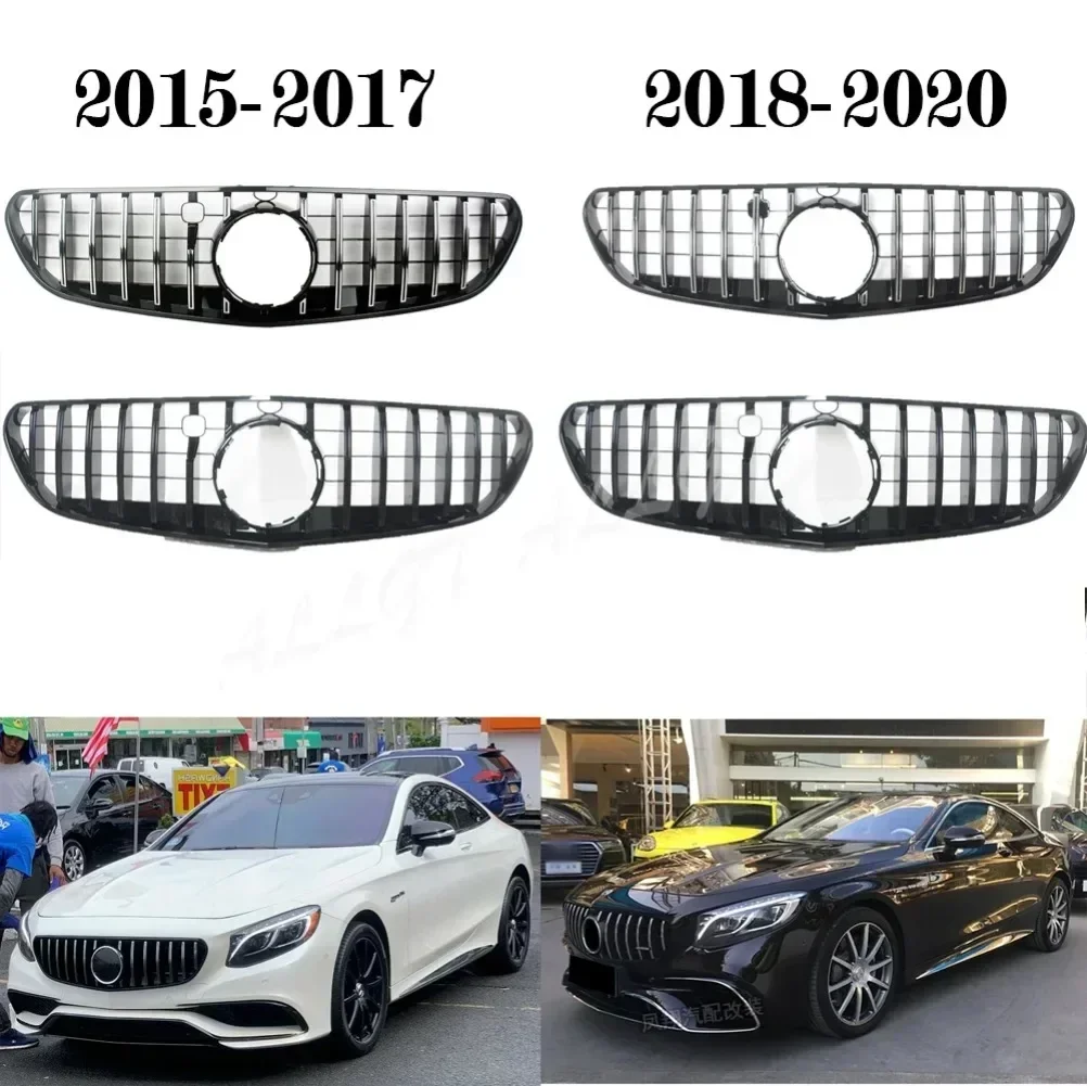 Front Racing Grill Billet Bumper  Upper Cover For Mercedes-Benz W217 S-Coupe 2015 2016 2017 2018 2019 2020 GTR