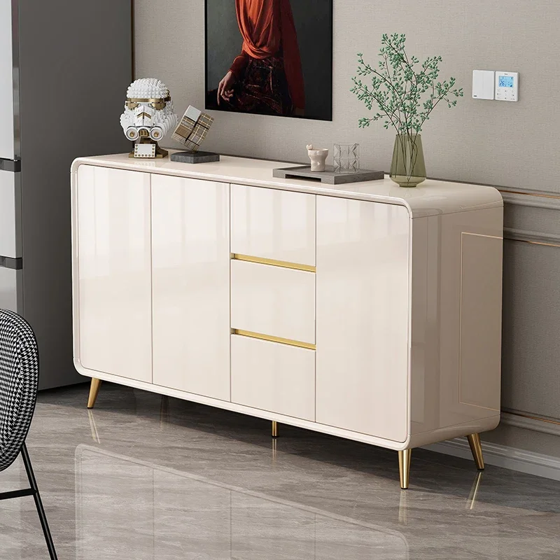 Classic wooden large buffet table cabinet, luxury living room platinum self-service sideboard