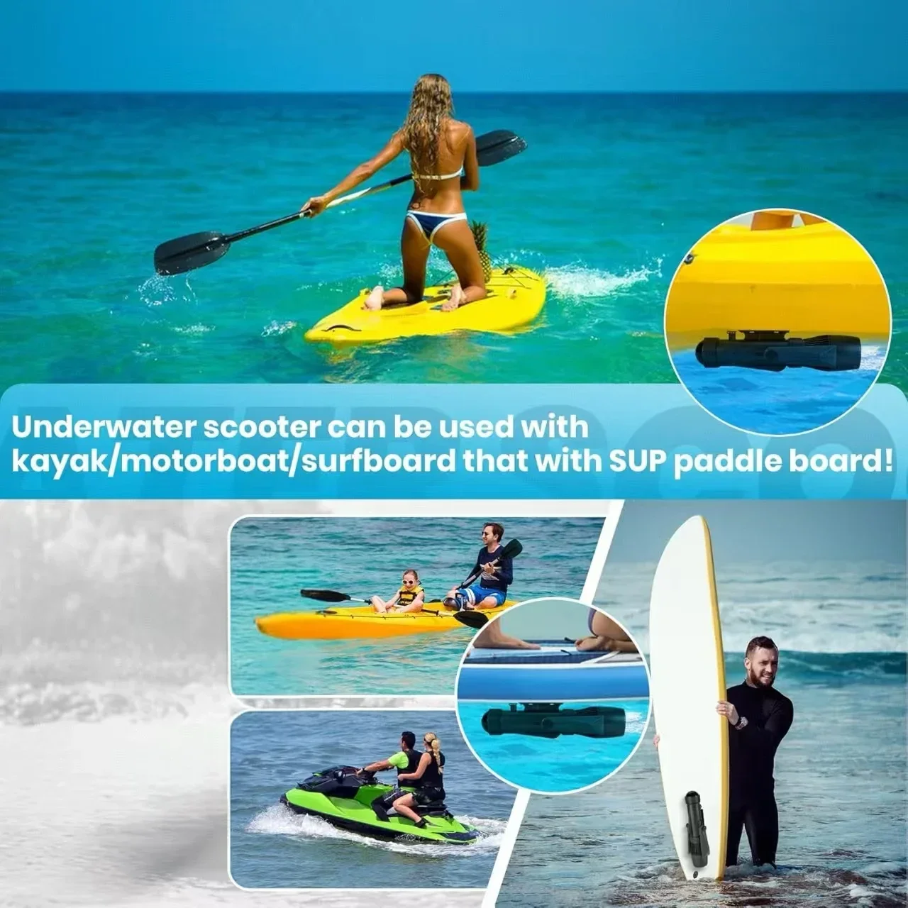 CAMOLECH Underwater Sea Diving Scooter, Brushless Motor for SUP Board Diving Swimming, 160mins, 16000mAh, 700W