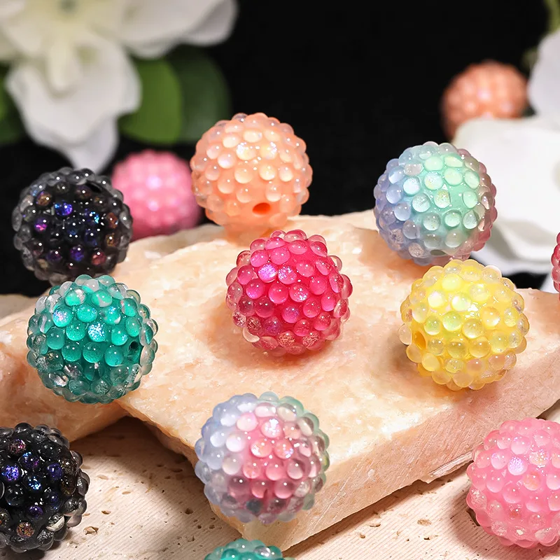 DIY Jewelry Findings Transparent Colorful Round Berry Bubble Beads Fit Bracelet Necklace Earring Pen Making 18.5mm 20pcs