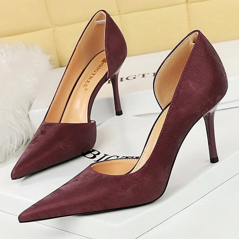 BIGTREE Shoes Retro High Heels Pointed Hollowed Out Single Shoes With Women Pumps Stilettos Heels 8 Cm Party Shoes Kitten Heels