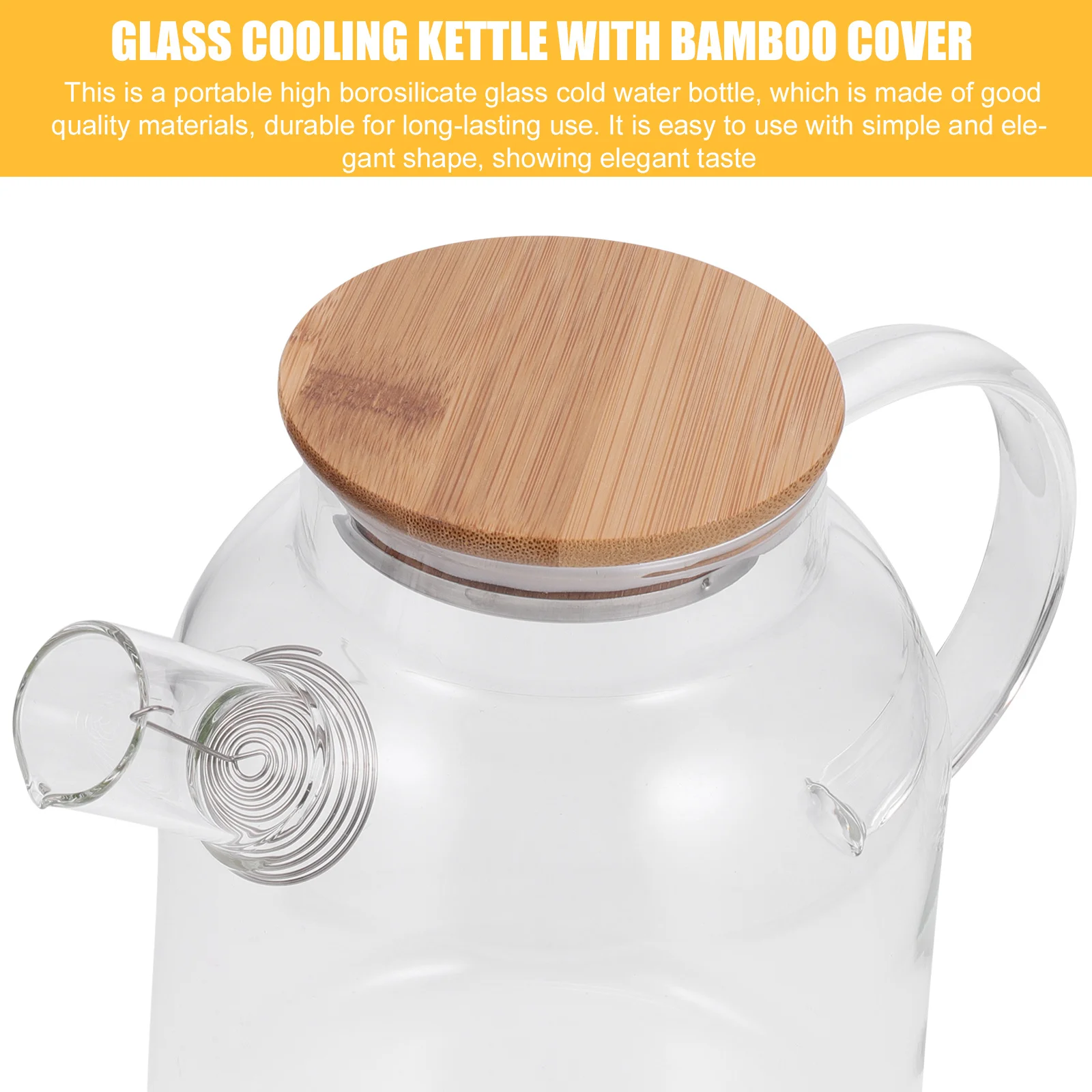 

1pc Large Capacity Glass Water Pot Transparent For Juice Iced Tea Coffee Sangria Cold Water Kettle Home Kitchen Use Beverage