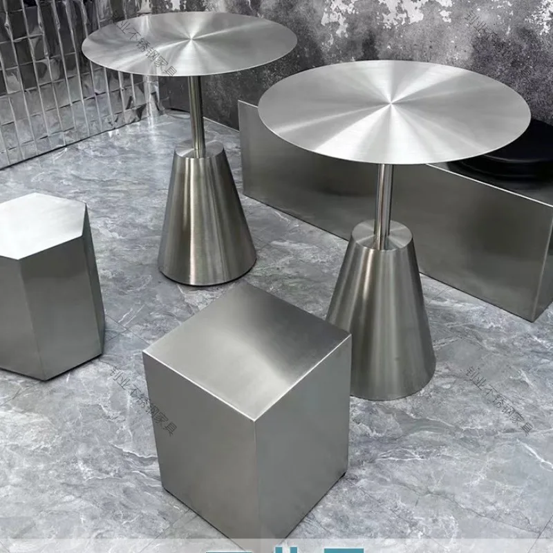 Industrial Stainless Steel Round Stool Creative Side Tables for Living Room Luxury Shoe Ottoman