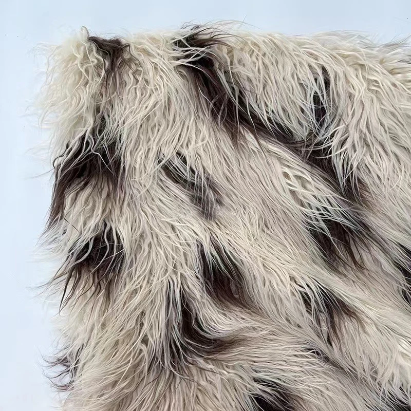 Faux Fur Long Pile 2 Tone Shaggy Jacquard Pattern Fabric,Cosplay, Boots, Caps, DIY Fur Fabric,160cm Wide, Sold by Yard