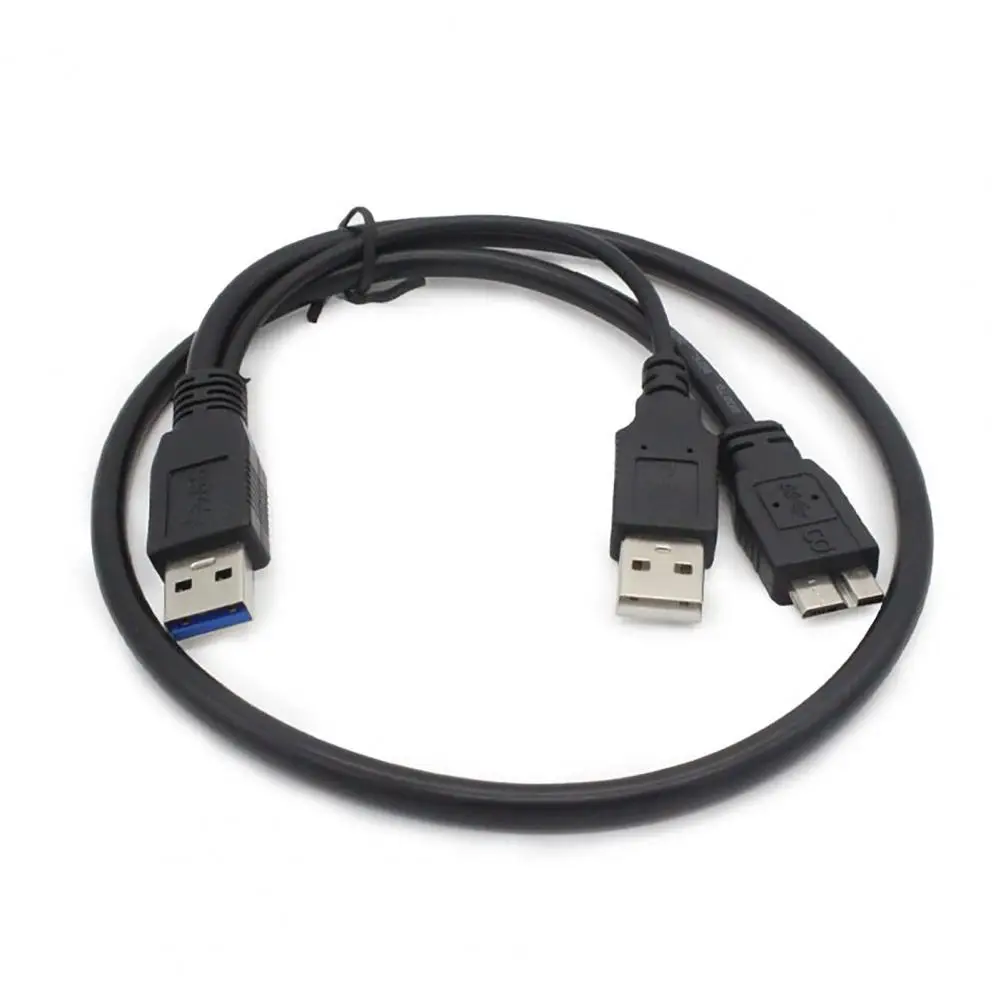 Hard Disk Cable Durable Hard Disk Cable 60cm Usb 3.0 A to Micro B Cable Dual Shape Adapter Cord High Speed Portable External