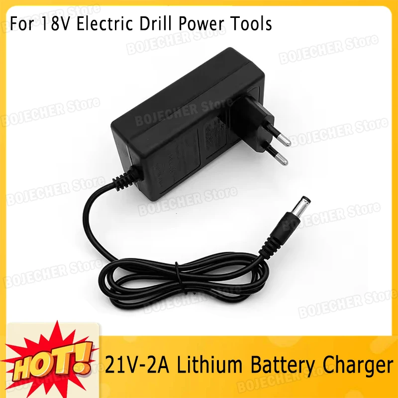 DC 21V 2A Power Supply Adapter For 18V Electric Drill Intelligent Power Tools 21V Lithium Battery Charger Transformer EU US Plug