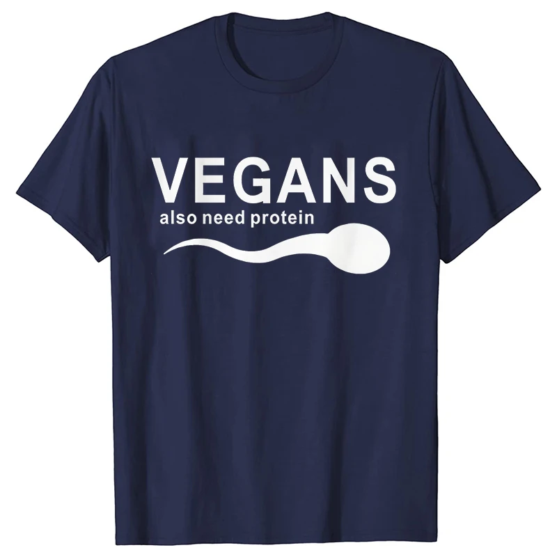 Funny Vegans Men\'s Clothing Also Need Protein Slogan Letter T Shirts Men Graphic Print Vegetable Vegetarianism Harajuku T-shirt