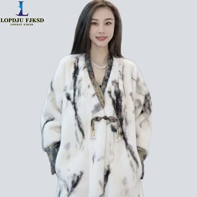 

Faux Mink Fur Coat for Women,Spliced Short Jackets,Single Button Overcoat, O-Neck, Female Clothes, Winter,New