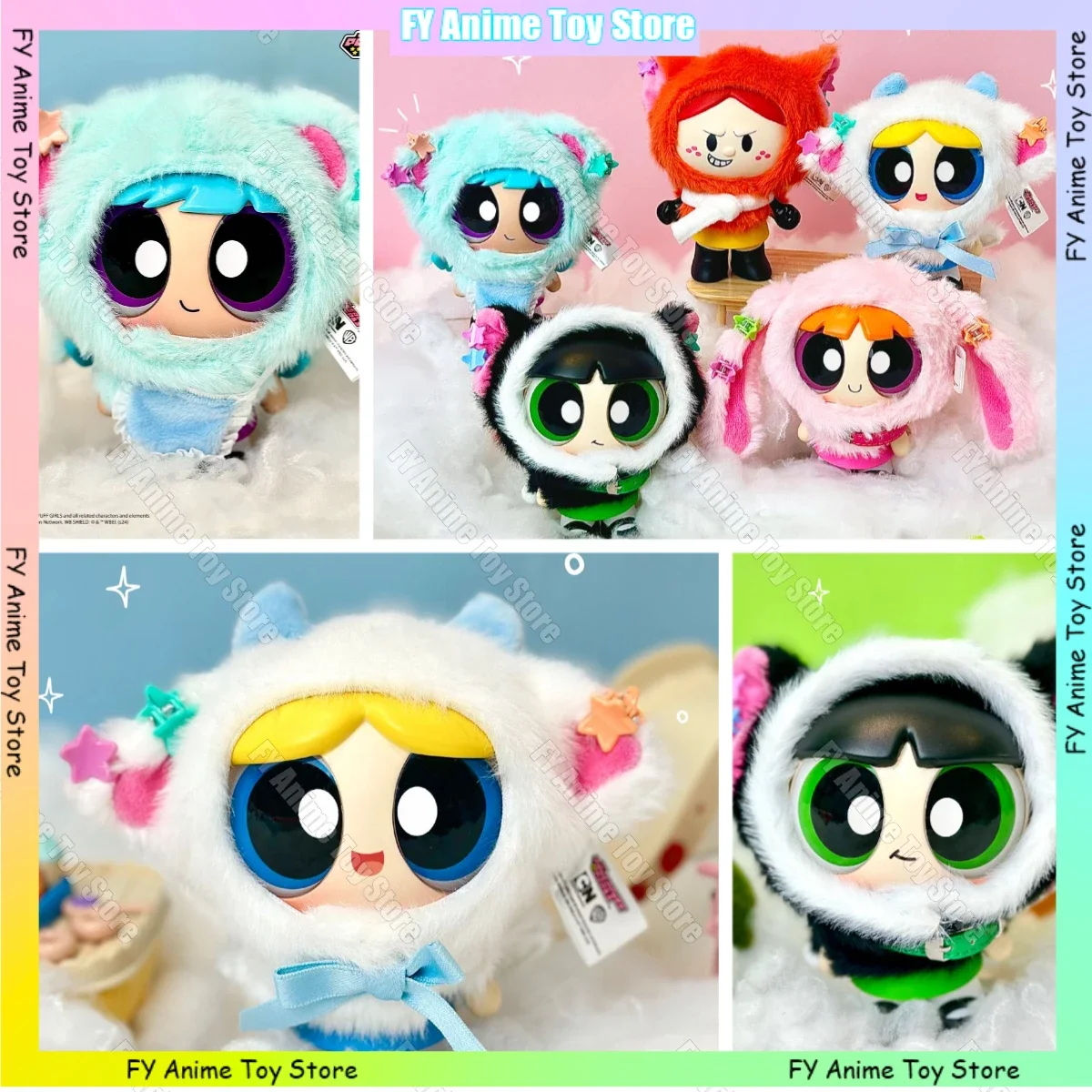 The Powerpuff Girls Christmas Cloak Series Mystery Box Plush Cute Blossom Bubbles Buttercup Figures Blind Box Collection Toys