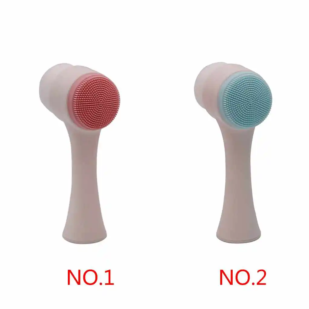 Double Side Silicone Facial Cleanser 3D Face Cleaning Washing Vibration Massage Brush Exfoliator Blackhead Acne Remover