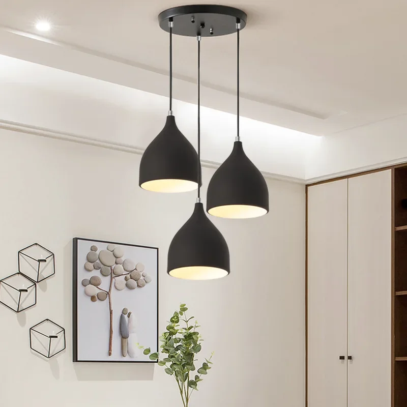 Lámpara colgante moderna para restaurante, luz Led para decoración de sala de estar, dormitorio, mesita de noche, Bar, cocina pequeña, estudio, blanco y negro