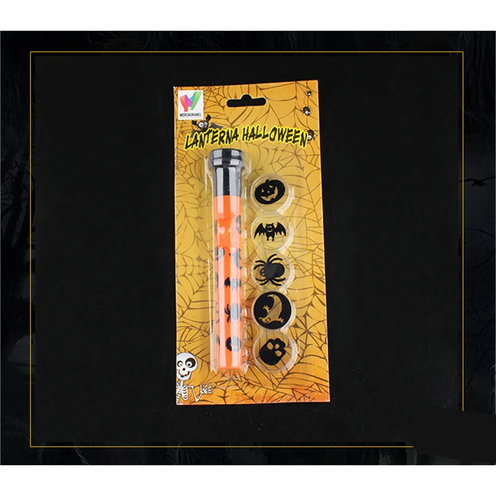 Flashlight Haunted House Halloween Props Projector Lamp Orange Pumpkin Ghost Pattern